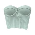 Tops Cropped Femininos Sem Alças Estilo Western Justos Cor Sólida Casuais De Verão Com Sutiãs
