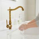 Torneira Alta Cozinha Banheiro Lavabo Monocomando Gourmet Bancada Cor Bronze Ouro Velho Estilo Provençal Vitoriana Latão Giratoria Quente e Fria