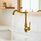 Torneira Alta Cozinha Banheiro Lavabo Monocomando Gourmet Bancada Cor Bronze Ouro Velho Estilo Provençal Vitoriana Latão Giratória Quente e Fria