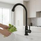 Torneira Bancada Pia Alta Preto Fosco Industrial Moderna Pescoço Curvado Cozinha Banheiro Luxo