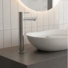 Torneira Bancada Pia Cuba Alta Aço Inox Escovado Fosca Lavabo Banheiro Cozinha Moderna Água Fria