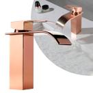 Torneira Banheiro Cascata Rosa Ouro Baixa Quadrada Monocomando Bronze