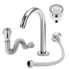 Torneira Banheiro Clean Metal+Engate Flexível+Válvula+Sifão