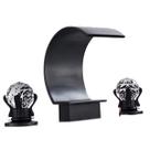 Torneira Banheiro Curva Preto Duplo Comando Moderna Cristal Misturador Quente e Frio Black Premium Pedra Lavabo Luxo Gourmet Bica Baixa Cascata