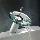 Torneira Banheiro Monocomando Vidro Cascata Misturador Redonda