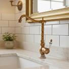 Torneira Bronze Detalhe em Cerâmica Gourmet Bancada Cozinha Lavabo Banheiro Rústica Elegante