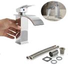 Torneira Cascata Bancada Aço Inox Bica Alta 1 Furo Cromada ou Preta Fosca Rosca 30mm Flexíveis Borrachas de vedação