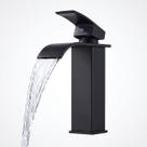 Torneira Cascata Monocomando Bica Baixa Ponente para Lavatório Banheiro em Metal Moderna Elegante para Cuba de Apoio