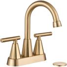 Torneira Cobbe 4" em ouro escovado de 2 alças com dreno pop-up