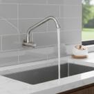 Torneira Cozinha Banheiro Lavabo Parede Pescoço Longo Aço Inox 304 Escovado Moderna Giro 360º