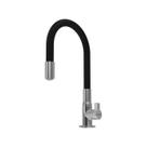 Torneira Cozinha Giratória Gourmet Bancada Motion com Bica Flexível Preta Cromada