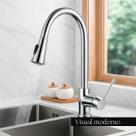 Torneira Cozinha Gourmet Extensível Monocomando Flexível Inox Escovado Misturador Pia Cozinha