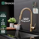 Torneira Cozinha Gourmet Monocomando Ducha Extensível Luxo Misturador Inox 304 Escovado Bancada Flexia Com Garantia