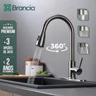 Torneira Cozinha Gourmet Monocomando Para Pia Spray Ducha Extensível Escovado Flexível Aço Inox 304 Misturador 2 Anos Garantia Qualidade Premium