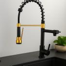 Torneira Cozinha Gourmet Monocomando Preto E Dourado Premiun
