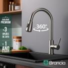 Torneira Cozinha Gourmet Monocomando Spray Ducha Extensível Escovado Metal ABS Qualidade Premium com Misturador