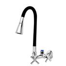 Torneira Cozinha Parede Flexível Cone Preto e Cromado Com Saida Para Purificador 3 8 Soft 8mm Engate Rápido Metal