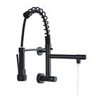 Torneira Cozinha Parede Preta Gourmet Black Fosco 45cm Cor Preto Duplo Comando Mola Flexível