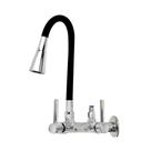 Torneira Cozinha Parede Tubo Flexível Cone Preto e Cromado 2 Jatos Com Saída Para Purificador Filtro 6,4 mm abs