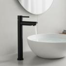 Torneira Cuba Alta Bancada Pia Banheiro Lavabo Cozinha Água Fria Elegante Bica Reta Preto Fosco