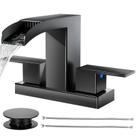 Torneira de banheiro Cobbe Waterfall 3 Hole Matte Black 4" Centerset