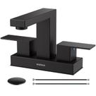 Torneira de banheiro Hurran 4", preta fosca, 2 alças, aço inoxidável Torneira de banheiro Hurran 4", preta fosca, 2 alças, aço inoxidável