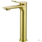 Torneira de Banheiro Lavabo Bica Alta Misturador Monocomando Paris Dourada Escovada Premium em Metal