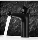 Torneira de Banheiro Lavabo Preta Luxo Baixa Bica Aço Inox Design Moderno SUS304 Com Mangueira