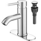 Torneira de banheiro VOTON Chrome de 1 furo em aço inoxidável com dreno