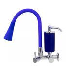 Torneira De Cozinha Azul Gourmet de Parede Com Filtro Inox Revestida Silicone Flexível Bico Arejador Cone Duplo Jato