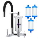 Torneira de Cozinha com Filtro Bica Gourmet Flexível Móvel Emborrachada Preta e 2 Refil Vela Extra