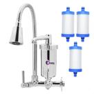 Torneira de Cozinha com Filtro Gourmet Bica Flexível Móvel Cone e 2 Refil Vela Extra