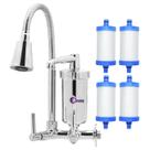 Torneira de Cozinha com Filtro Gourmet Parede Bica Flexível Móvel Cone e 3 Refil Vela Extra