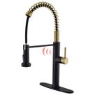 Torneira de cozinha Fapully Touchless com pulverizador suspenso preto/dourado