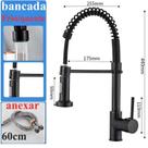 Torneira De Cozinha Gourmet Alça Única Com Extensor De Spray Tubo De Água Flexível Superior Prateado Para Ajuste