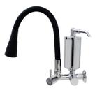 Torneira De Cozinha Preto Gourmet de Parede Inox Com Filtro Cromado Flexível Bico Arejador Preto Duplo Jato