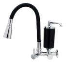 Torneira De Cozinha Preto Gourmet de Parede Inox Com Filtro Preto Flexível Bico Arejador Duplo Jato Cromado