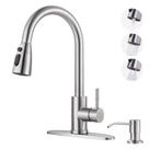 Torneira de cozinha WOWOW 304 em aço inoxidável com dispensador de sabão