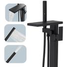 Torneira de enchimento de banheira Hoimpro Freestanding Matte Black Brass