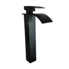 Torneira de Mesa Luxo Banheiro Alta Cascata Monocomando Preto Fosco 31cm