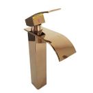 Torneira de Mesa Luxo Banheiro Alta Cascata Monocomando Rose 27cm