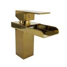 Torneira de Mesa Luxo Banheiro Baixa Cascata Monocomando Dourado 15cm