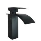 Torneira de Mesa Luxo Banheiro Baixa Cascata Monocomando Preto Fosco 18cm