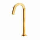 Torneira de mesa para Banheiro Bica Alta Quadrada Dourado Escovado Torneira de mesa para Banheiro Bica Alta Quadrada Dourado Escovado