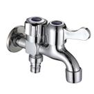 Torneira de Parede para Tanque Jardim Máquina Com 2 Saídas Redonda Área Externa Interna Cromado Brilhante Metal ABS