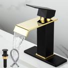 Torneira de pia de banheiro BORLON Black and Gold Waterfall Style Torneira de pia de banheiro BORLON Black and Gold Waterfall Style