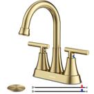 Torneira de pia de banheiro Hurran Brushed Gold 2 alças de 4 polegadas Torneira de pia de banheiro Hurran Brushed Gold 2 alças de 4 polegadas