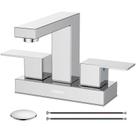 Torneira de pia de banheiro Hurran de 10 cm cromada com 2 alças com dreno pop-up Torneira de pia de banheiro Hurran de 10 cm cromada com 2 alças com dreno pop-up