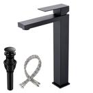 Torneira de pia de banheiro Vsunhoo Matte Black Tall com dreno pop-up