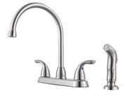 Torneira de pia de cozinha Pfister Pfirst Series de 2 alças com pulverizador lateral
